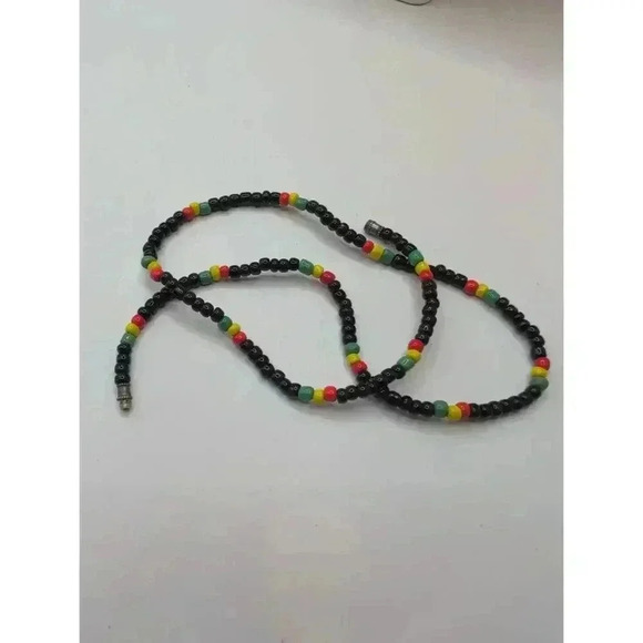 🖤 Rasta Reggae Colors Seed Bead Necklace/Choker 💚 - Picture 3 of 5
